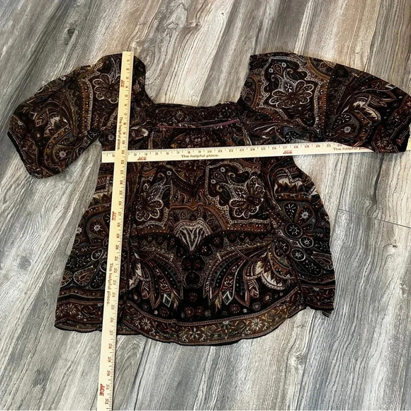 LOLA P. Sheer Blouse 3/4 sleeve square neck sheer boho - Size Small - Picture 6 of 6